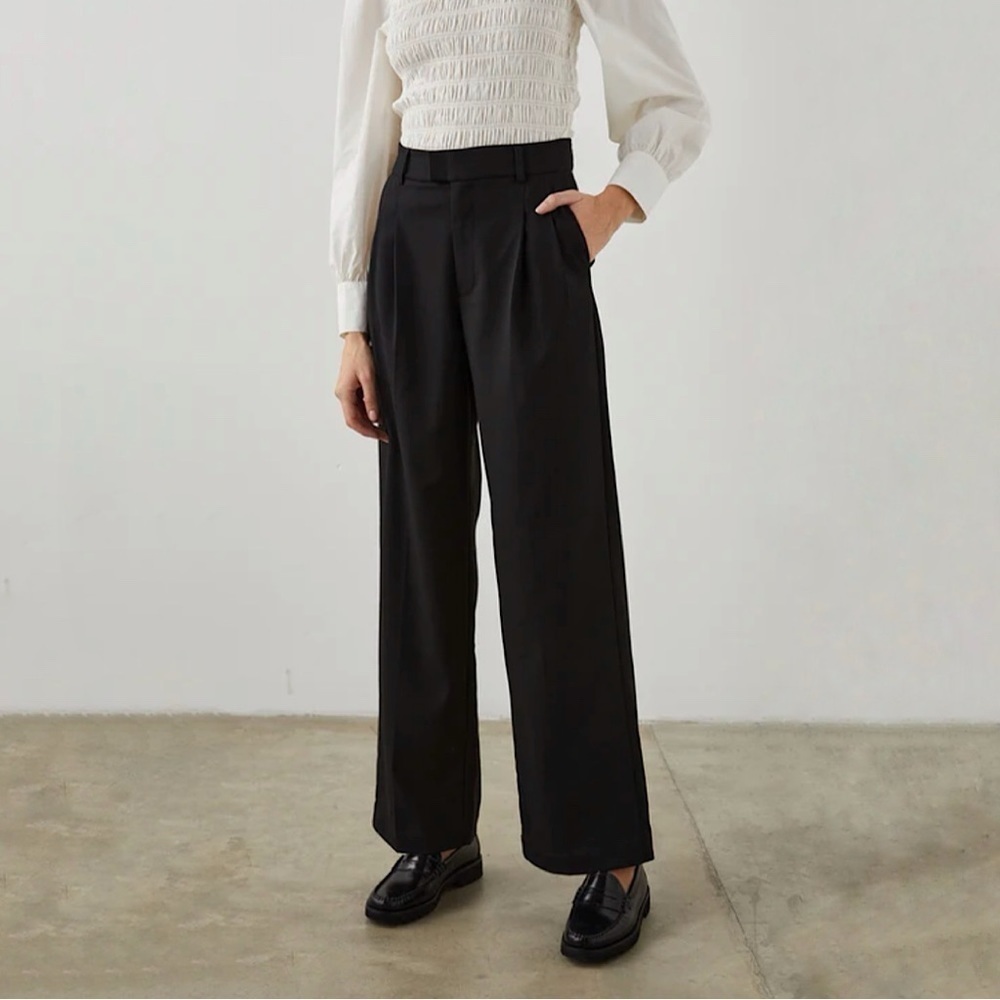 Rails Marnie High Waist Pleated Twill Trouser Pant Black 8 Medium